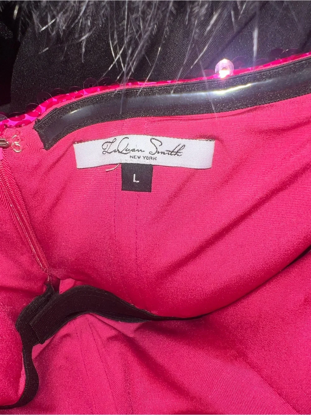 LaQuan Smith Hot Pink Sequin Strapless gown